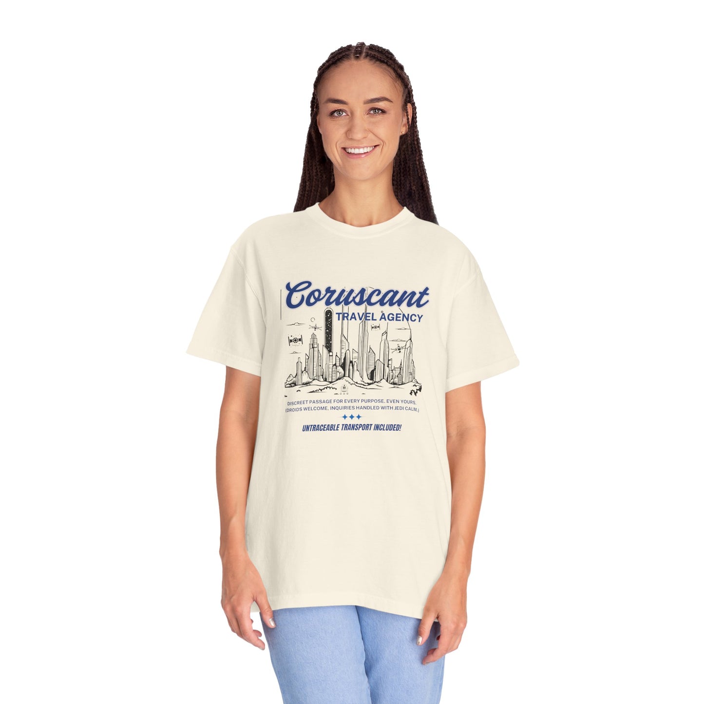 Adventure Awaits: Coruscant Travel Agency Ivory T-Shirt