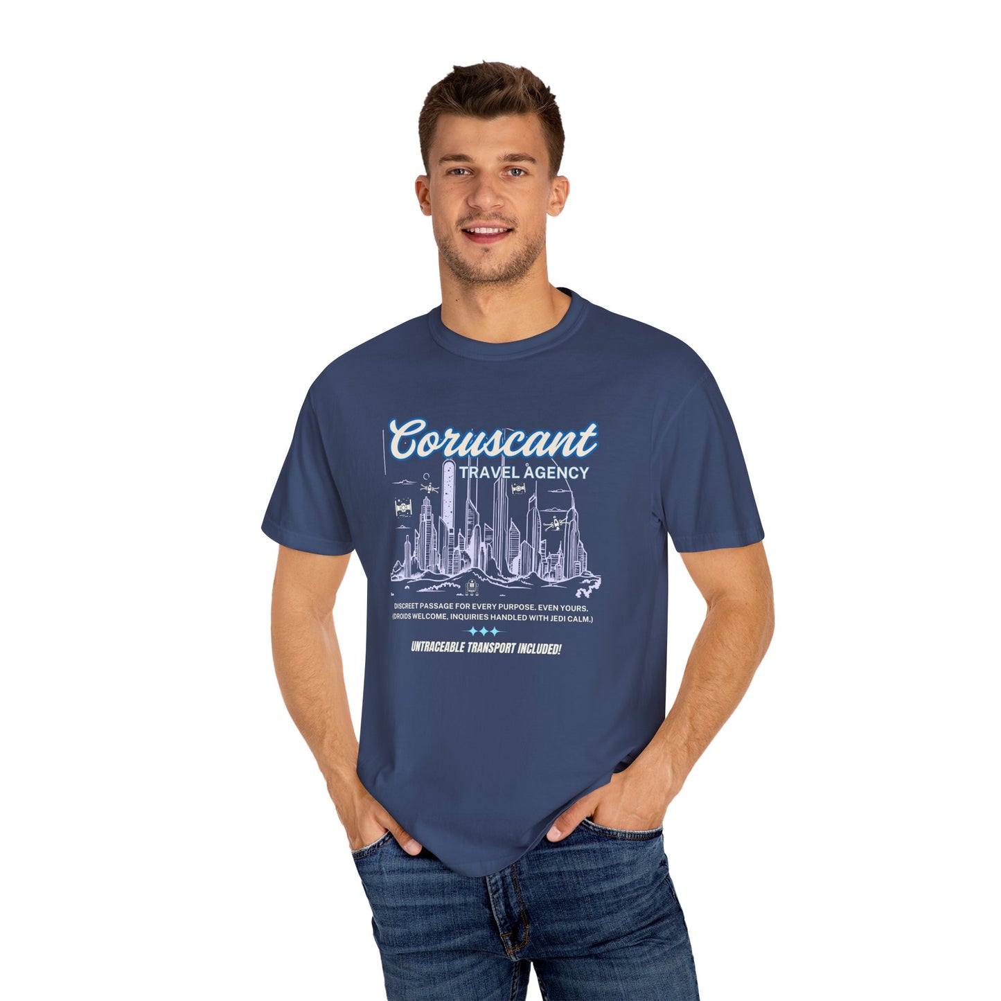 Adventure Awaits: Coruscant Travel Agency Ivory T-Shirt