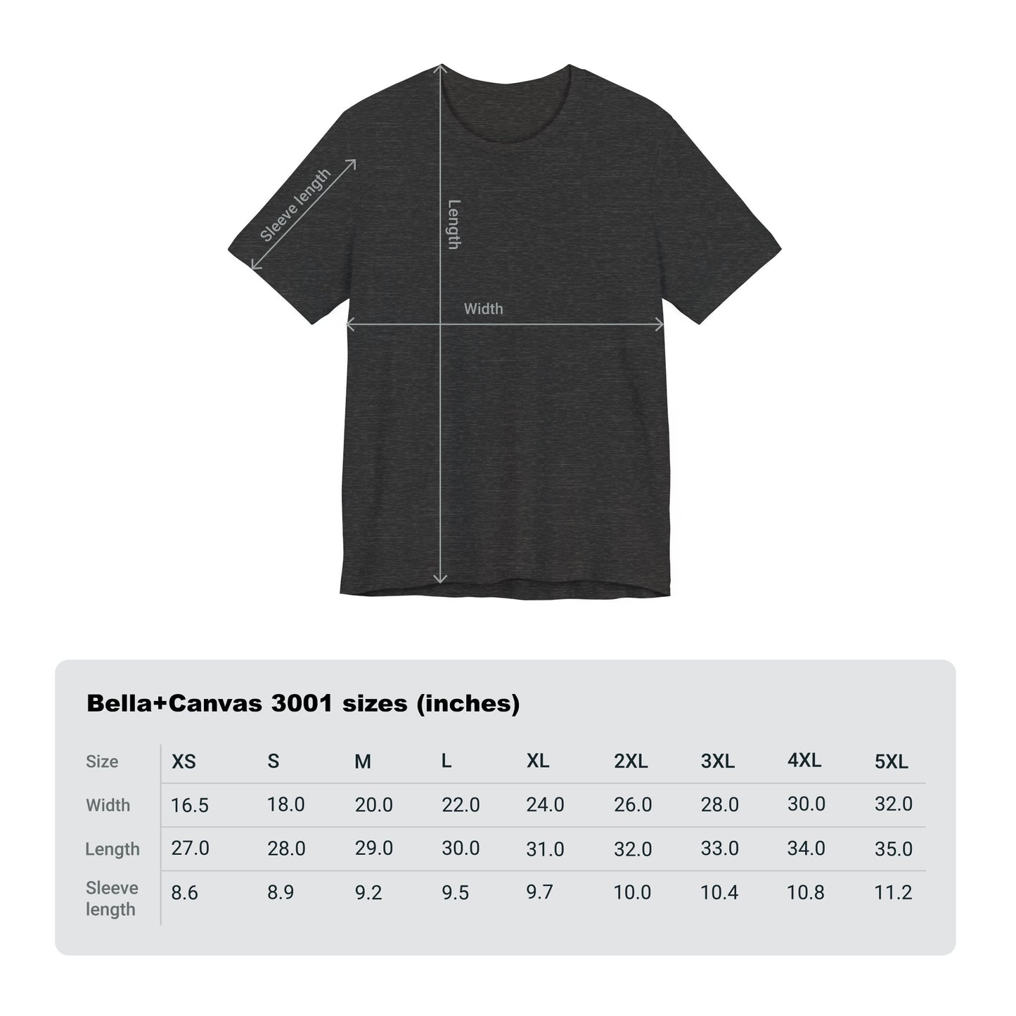 Anti_Social_Potters_Club tee size chart bella canvas