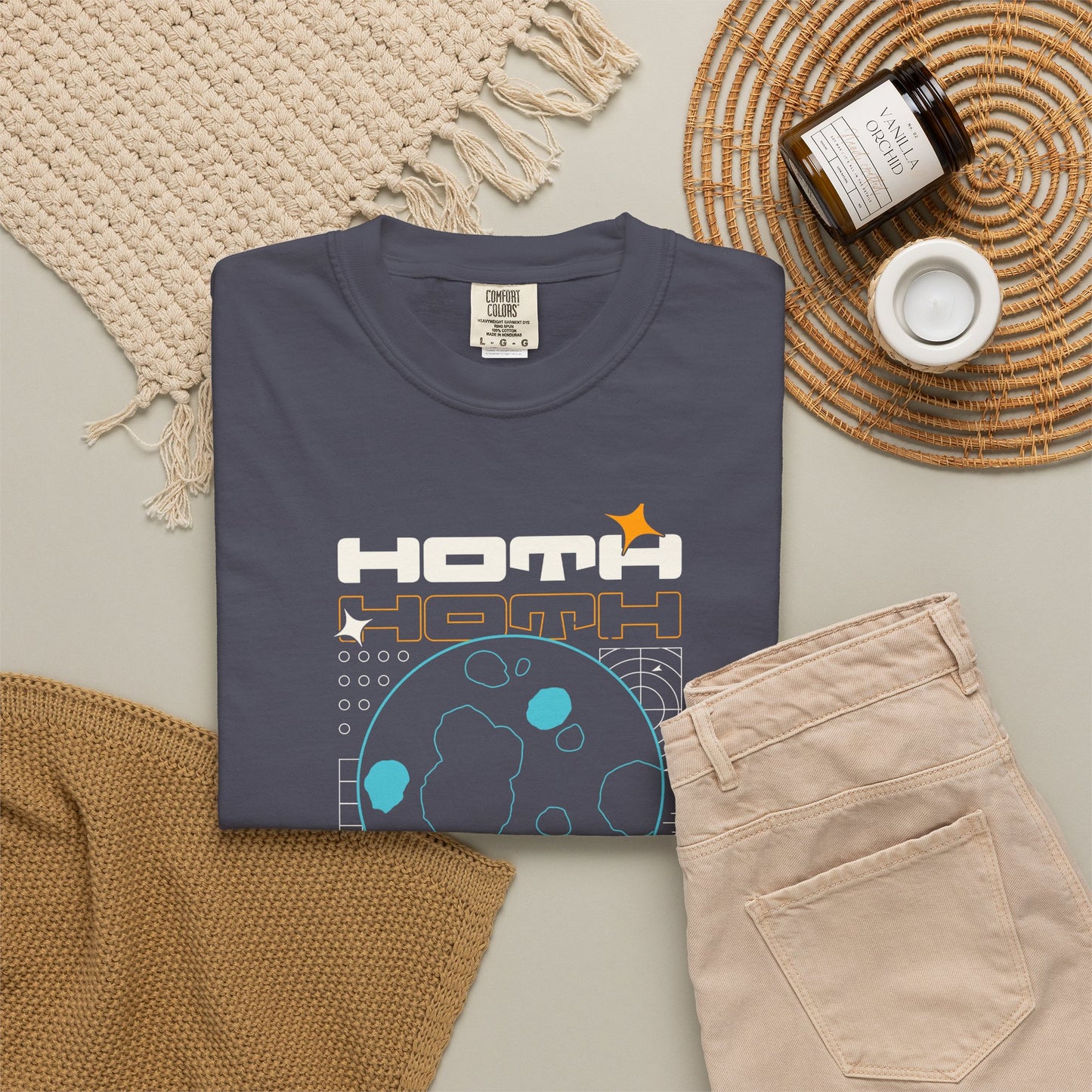 hoth star wars planet tee navy folded natural