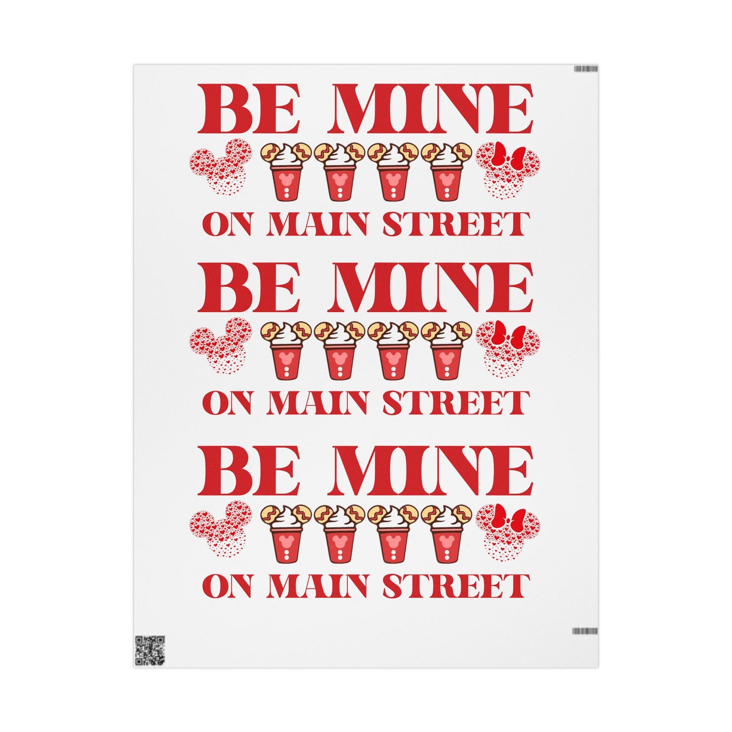 Be Mine On Main Street Valentines Wrapping Paper