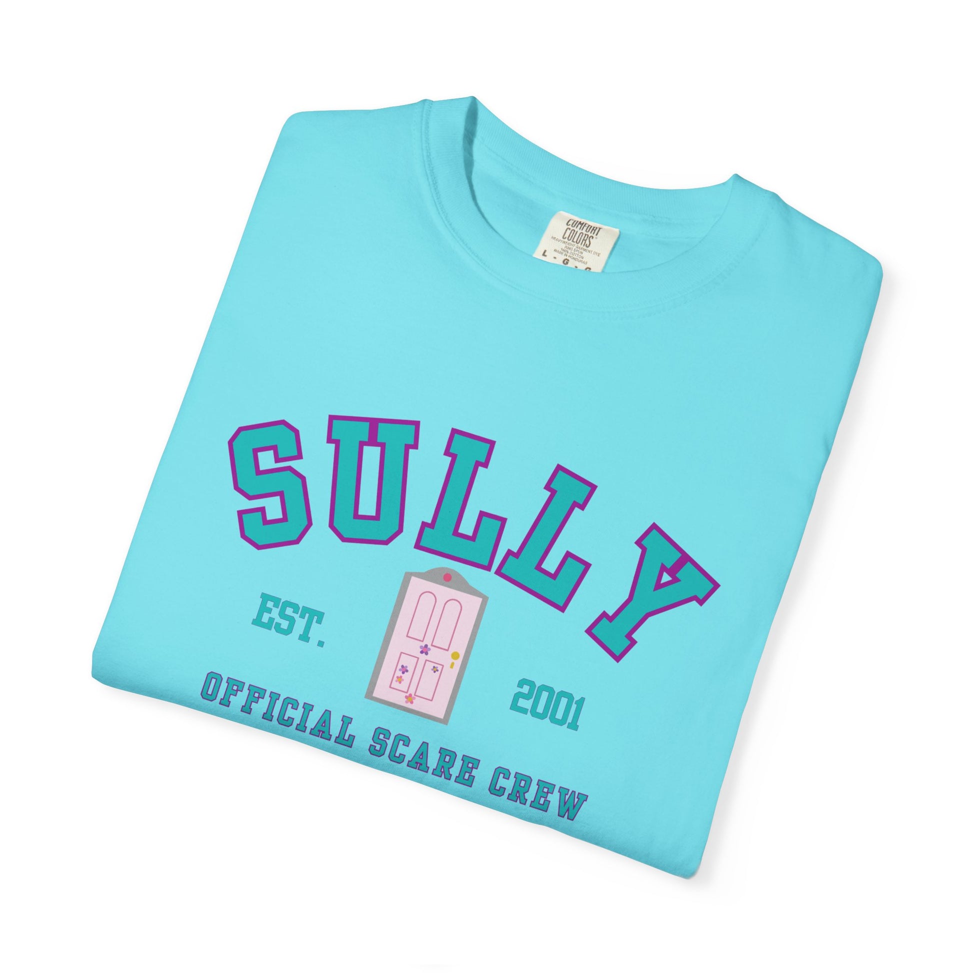 sully monsters inc colors Subtle Pixar Monsters Inc. Sully Scare Crew T-Shirt Lagoon Blue / 2XL
