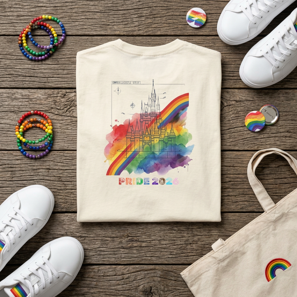 Pride 2026 Rainbow Cinderella's Castle T-Shirt