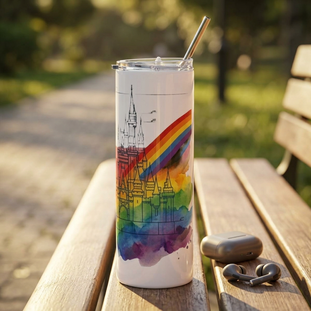 Cinderella Castle Pride 2026 Stainless Steel Tumbler – 20oz Rainbow Disney‑Inspired Drinkware