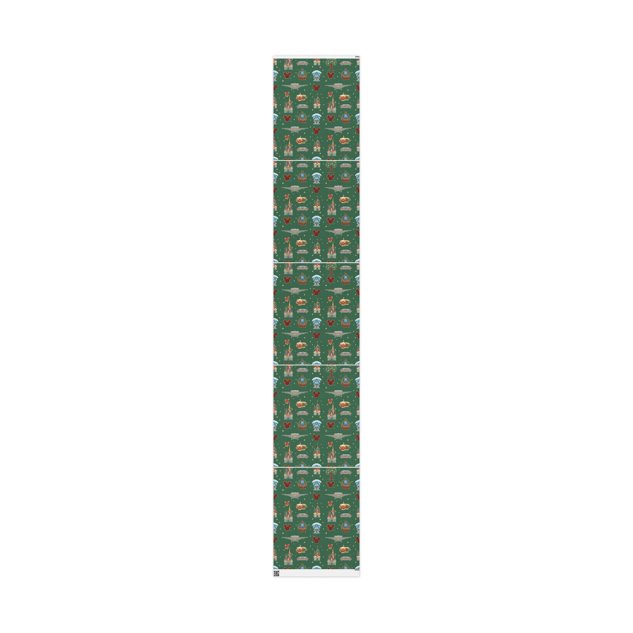 Disney Park Icons Green Holiday Wrapping Paper