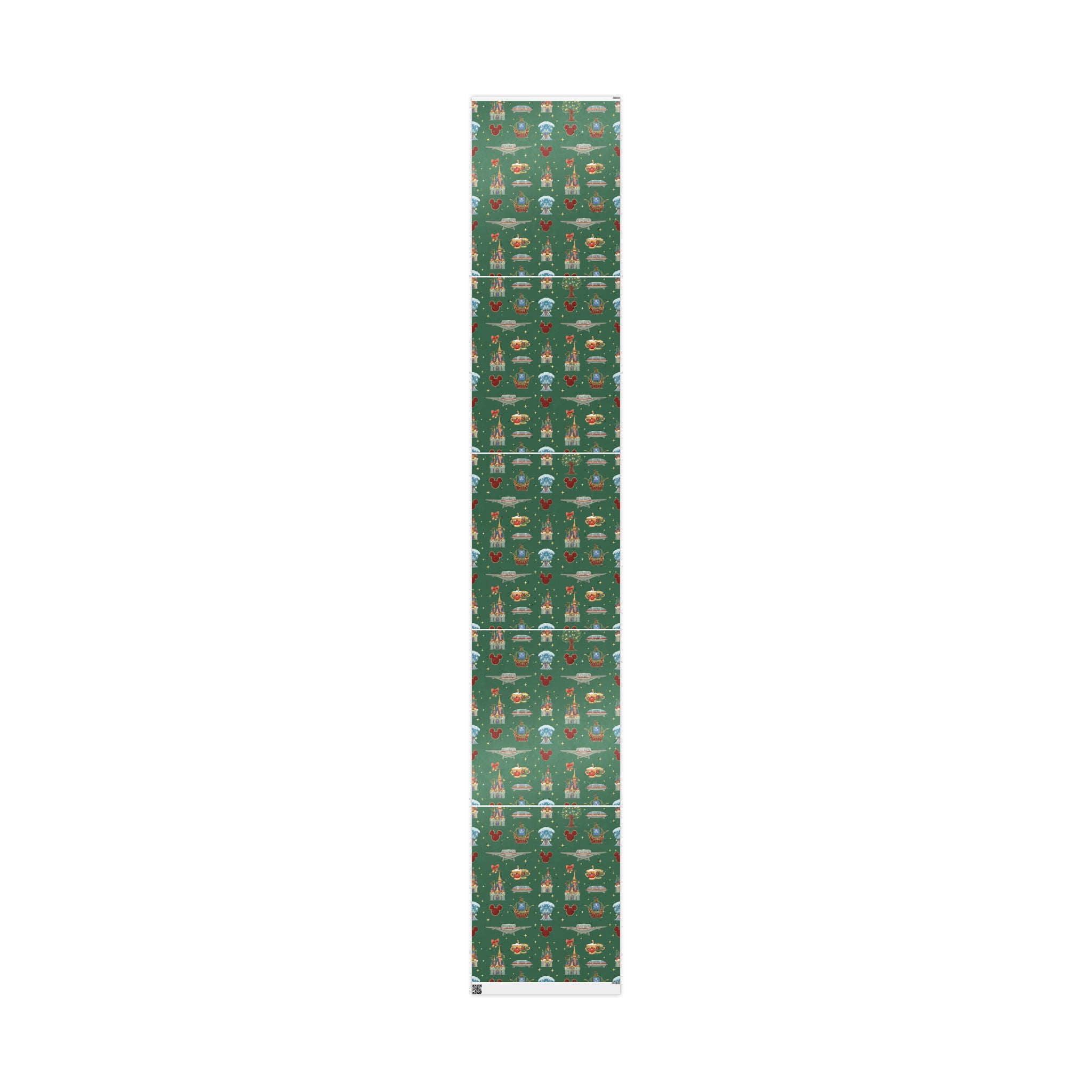 Disney Park Icons Green Holiday Wrapping Paper