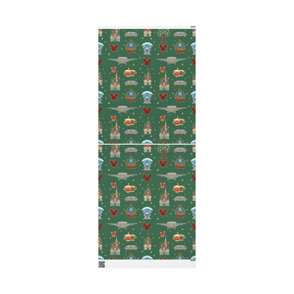 green disney holiday wrapping paper