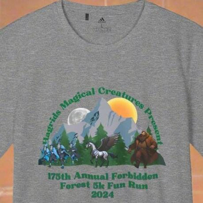 Forbidden Forest 5k Fun Run! adidas® Unisex Sport with SPF T-shirt T-Shirt Printify Black Heather S 