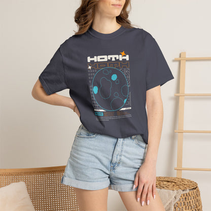 hoth star wars planet tee navy female model