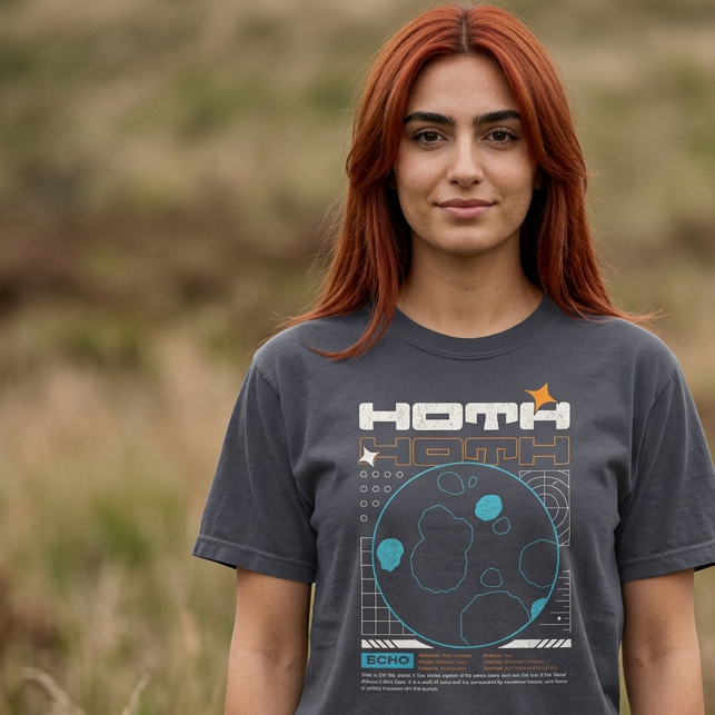 hoth star wars planet tee female model navy