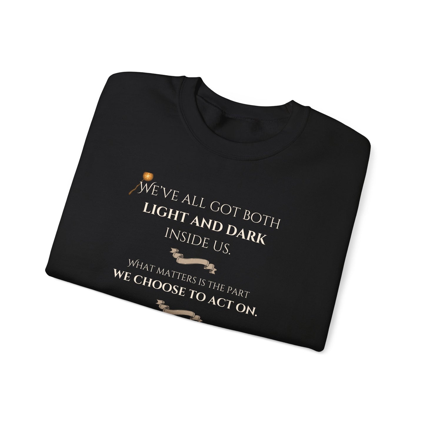 Black t-shirt with motivational quote on a white background