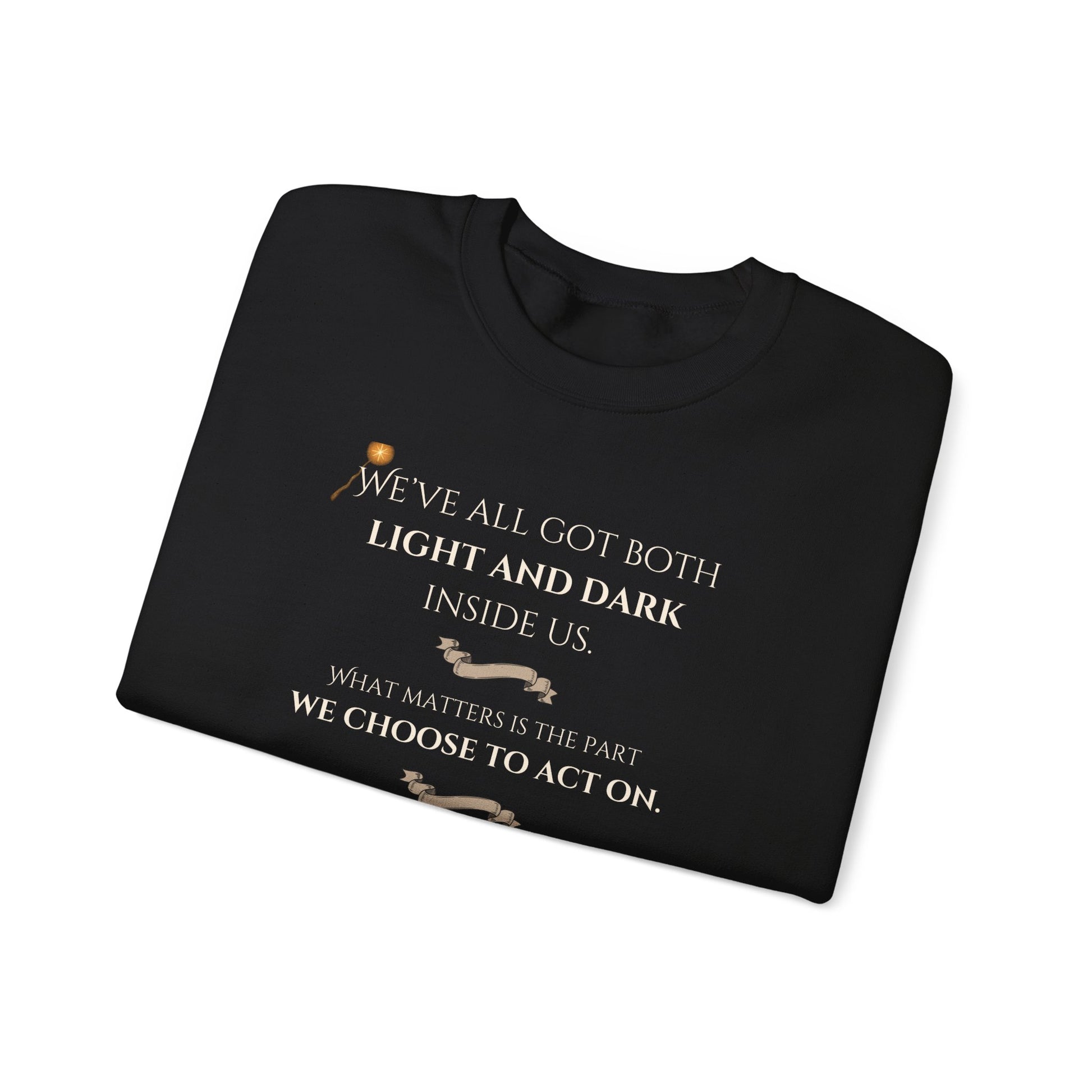 Black t-shirt with motivational quote on a white background