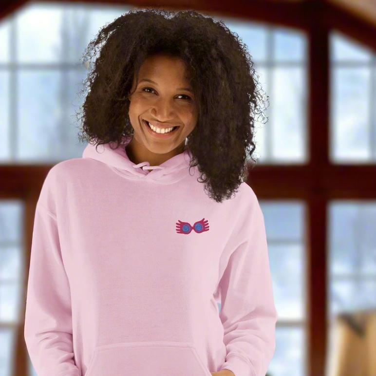 luna embroidered pink hoodie