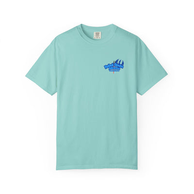 Light blue t-shirt with a logo on a white background