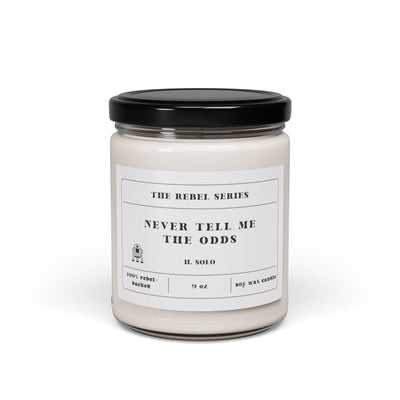 Candle jar with a label on a white background