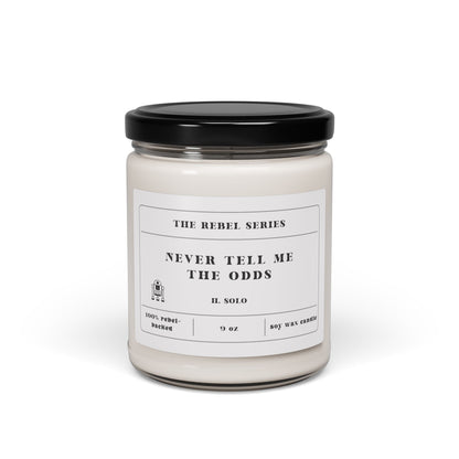Candle jar with a label on a white background