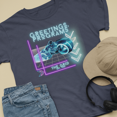 tron disney tee shirt flat lay